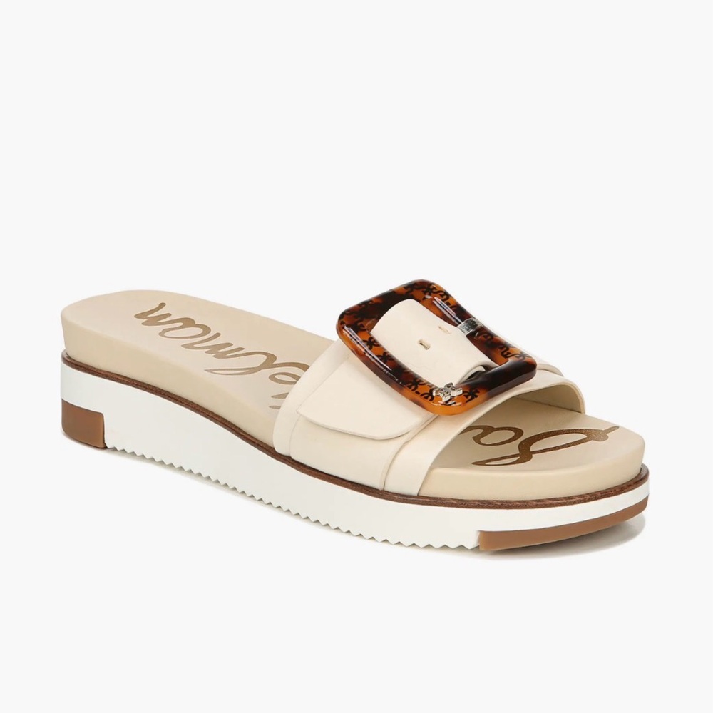 Sam Edelman Cream Slide with Tortoiseshell Buckle